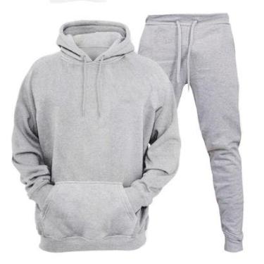 Imagem de Conjunto Moletom Plus Size Blusa Canguru e Calça Plus Size Liso Masculino Feminino-Unissex