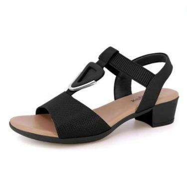 Imagem de Sandalia Feminina Conforto Couro Salto Baixo Usaflex Mm0801-Feminino