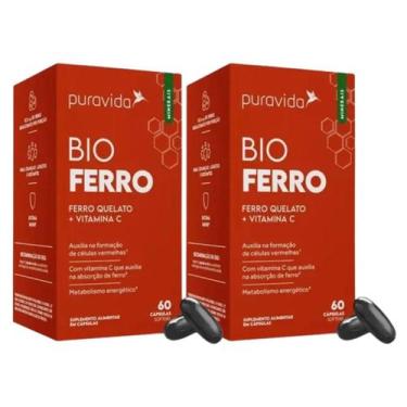 Imagem de 2x Bio Ferro Quelato Vitamina C 60 Cápsulas Pura Vida