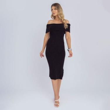 Imagem de Vestido Midi Feminino Ciganinha Tricot Modal Social Elegante - SWISS B