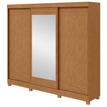 Imagem de Guarda Roupa Casal Nice 3 Portas 4 Gavetas MDP Amendoa Clean Móveis Lopas