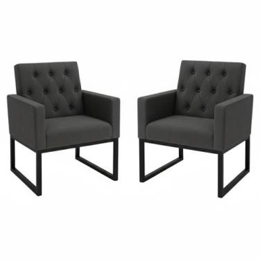 Imagem de Kit 2 Poltronas para Recepção Thais com Base de Ferro Preto Resistente