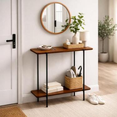 Imagem de Aparador Buffet De Madeira Preto Mesa Auxiliar Para Objetos De Decoraç