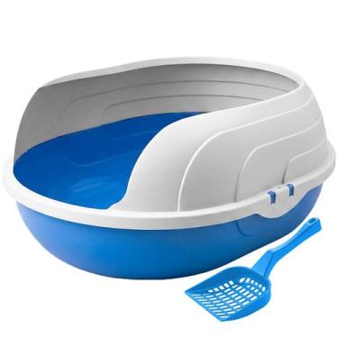 Imagem de Kit Caixa De Areia Prime Com Pá Higiênica Cães E Gatos Bandeja Com Arc