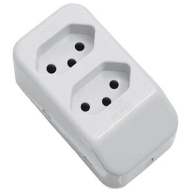 Imagem de Tomada Móvel Múltipla 2p+t 10a 250 Volts Dupla Cinza - 2699 - Fame Tom