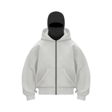 Imagem de Moletom Masculino De Inverno Quente Com Capuz Balaclava E Zíper, Másca