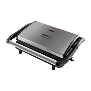 Imagem de Grill Britânia BGR27I Press 2 em 1 Inox com Chapa Antiaderente 850W Preto 110V