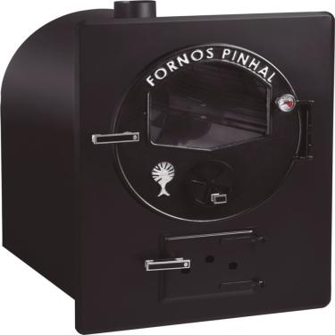 Imagem de Forno a Lenha de Embutir Fornos Pinhal Lux Preto Grande com Chapa Superior em Ferro Fundido