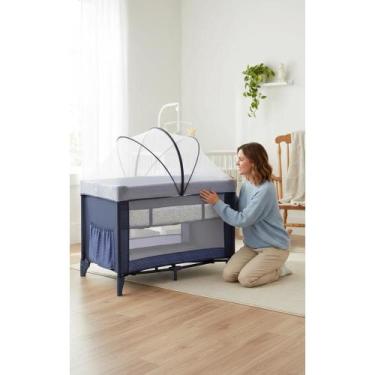 Imagem de Berço Portátil 2 Alturas 0-18kg Tela Respirável Azul - Congratulations