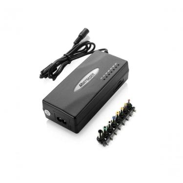 Imagem de Fonte Universal para Notebook CB007 90W Bivolt com 2 Saídas USB e Proteção Contra curto-circuito Preto Multilaser