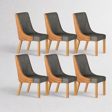 Imagem de Kit 6 Cadeiras Maciça De Jantar Estofada Bella- Arbo Design