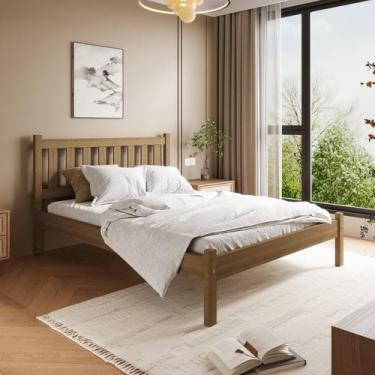Imagem de Cama Casal Rústica Madeira Maciça Jasmim - Móveis Meneghetti