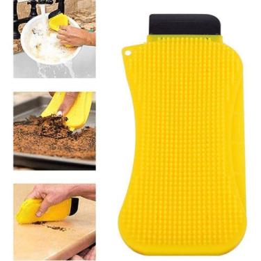 Imagem de Esponja Silicone Antibacteriana Bucha Louça Cozinha 3 Em 1 Limpador Ra