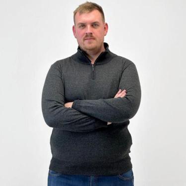 Imagem de Blusa de Lã Delkor Plus Size com Zíper Masculina, G1, Chumbo
