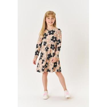 Imagem de Vestido Infantil Menina Floral Bege Mundo Cinti, Bege, 8