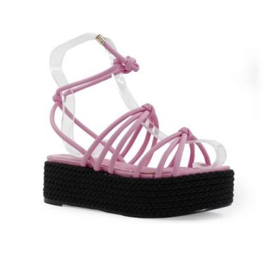 Imagem de Sandália Cecconello Flatform, Rosa, Preto, 36