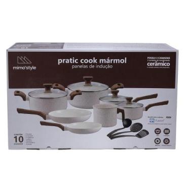 Imagem de Jogo de Panelas Com 10 Peças Mimo Style Pratic Cook Mármol - 10526 PJ1
