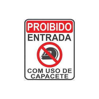 Imagem de Adesivo Proibido Entrada Usando Capacete 1 Unidade em Vinil Alta Quali