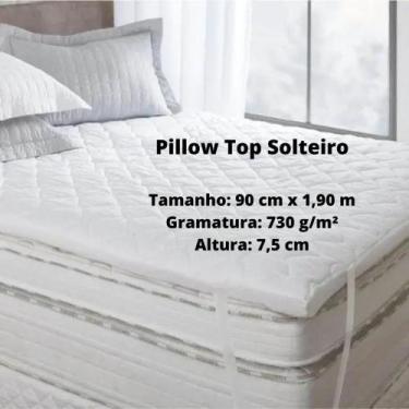 Imagem de Pillow Top Premium para Colchão de Solteiro 300 Fios 730 g/m² Manta Si