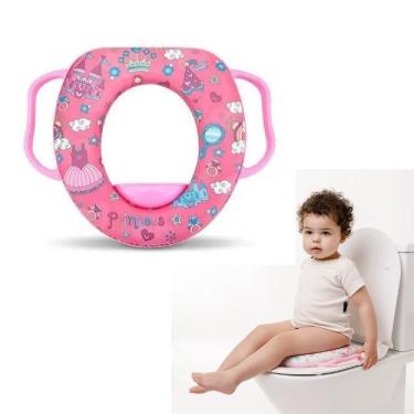 Imagem de Assento Redutor Sanitário Infantil com Alças Acolchoadas para Desfralde Universal Rosa