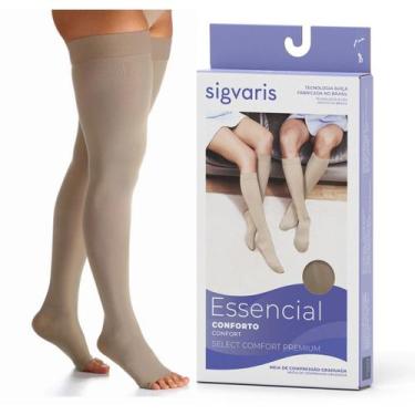 Imagem de Sigvaris Select Comfort 7/8 Meia Coxa 20-30mmHg Pé Aberta Natural Escu
