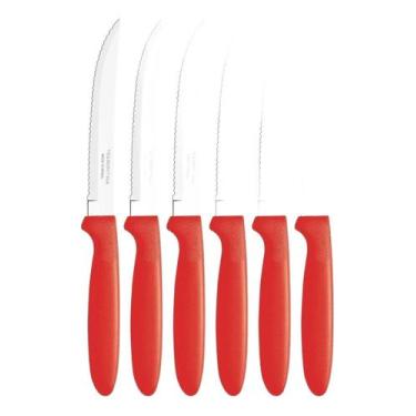 Imagem de Kit c/ 6 Faca Churrasco Ipanema Tramontina Cor Vermelho