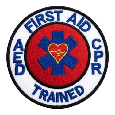 Imagem de First Aid AED CPR Treined Patch (7,6 cm) bordado ferro ou costurar no crachá DIY aplique bolsa jaqueta