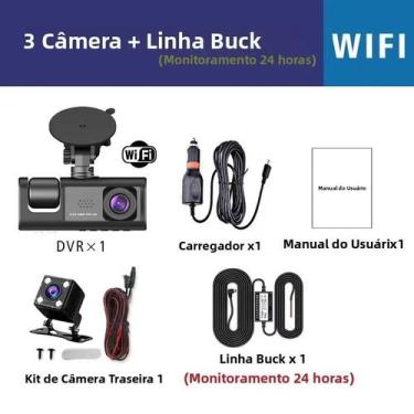 Imagem de Câmera Veicular Mini DVR HD 1080P Com 3 Canais Wifi - Maxtoss, Wi-Fi 3
