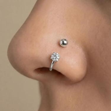 Imagem de Piercing Ferradura Aço Cirúrgico Com Esfera Cravejada E Bola - Generic