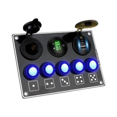 Imagem de LED Voltage Display Switch Panel para RV Car, Marine, 5 Gang, 12 V, 24