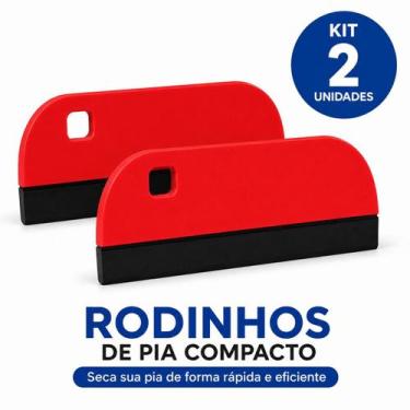 Imagem de Kit 2 Rodinhos Pia Compacto Rodo Multiuso Cozinha e Banheiro Cor:Verme
