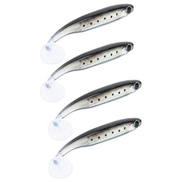 Imagem de Andraw Equipamento de pesca, isca de isca de simulação macia, isca de pesca, borracha termoplástica anticorrosão, olhos tridimensionais para pesca noturna de peixe grande (# 6 preto traseiro)