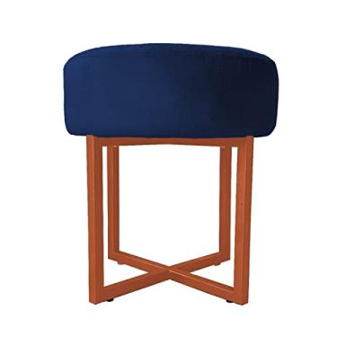 Imagem de Puff Decorativo Madrid Luxo Bronze Assento Suede Azul Marinho - Folk Móveis