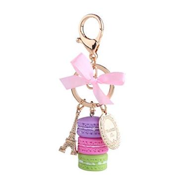 Imagem de HEEPDD Chaveiro criativo, chaveiro colorido de macarão, mini torre Eiffel pingente chaveiro pequeno acessório para chave de carro (comprimento total: 12 cm) (roxo)