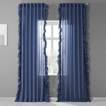 Imagem de HPD Half Price Drapes Cortinas transparentes com babado para quarto e sala de estar 127 x 258 cm, SHFLNCH-RM019-108, lápis azul