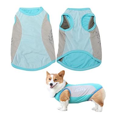 Imagem de Colete de resfriamento para cães leve para animais de estimação para todos cães pequenos a muito grandes camisa de resfriamento tecido de malha para treinamento ao ar livre na praia, azul 1, GG (7