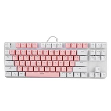 Imagem de Vbestlife Teclado mecânico de eixo verde, com fio USB, teclado para jogos com 87 botões e luz de fundo, para laptop, computador de mesa