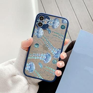 Imagem de Capa de telefone impressa de medusas bonitas dos desenhos animados para iphone 7 8 plus se 2020 x xr xs max 12 13 mini 11 pro max fosco capa à prova de choque, água-viva azul 2, para iphone 7 plus