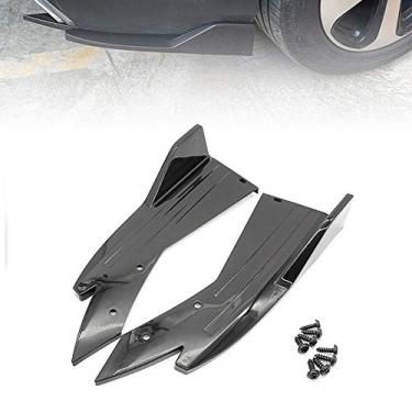 Imagem de idain 2 pçs Difusor de lábios universal para para-choque traseiro Difusor de canard Protetor frontal Batom Batom Kit Corpo Corpo Frontal Para-choques lateral Saia Spoiler divisor (Preto)