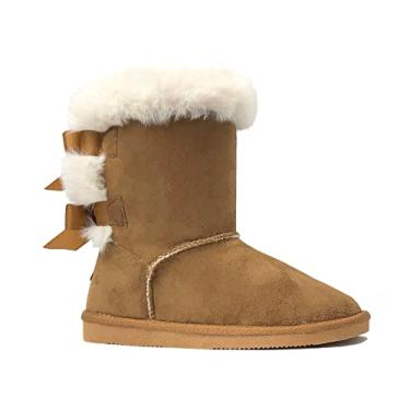 Imagem de Botas de Neve Clássicas Infantis de Camurça de Pele Sintética Botas de Fivela Fashion Sapatos Externos (Bebê/Criança Pequena/Criança Grande), 450 Camel, 2 Big Kid