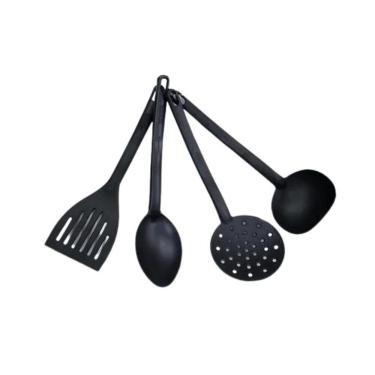 Imagem de Jogo De Utensílios De Cozinha Em Nylon Kit 4 Peças Preto