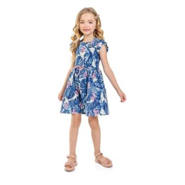 Imagem de Vestido Infantil Tropical Azul Quimby