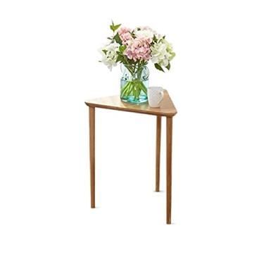 Imagem de Mesa de centro triangular mesa lateral moderna mesa de canto decorativa de madeira para casa sala de estar sofá decoração lateral pequena mesa de centro quarto mesa de cabeceira mesas de canto