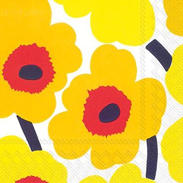 Imagem de Boston International C552671 Ihr Marimekko Guardanapos de papel florais para bebidas, 12,7 cm x 12,7 cm, Unikko Amarelo escuro