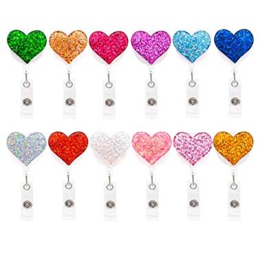 Imagem de Molinete de crachá retrátil Qasseee, 12 unidades, suporte de crachá de identificação com clipe de jacaré, leve, cabo retrátil de 61 cm