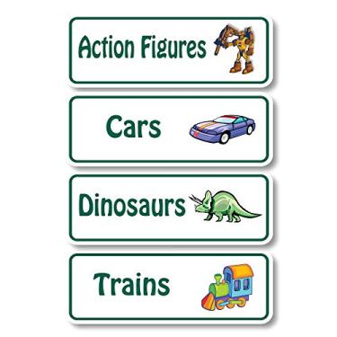 Imagem de Lovable Labels Etiquetas de organização de caixas de brinquedos 64 pré-impressas + 8 adesivos de armazenamento em branco para armazenamento de brinquedos, etiquetas para caixas de brinquedo, ótimo