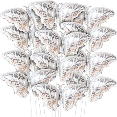 Imagem de Huge 38 Inch, Silver Butterfly Balloon - 12 Pieces | Butterfly Balloons Silver | Butterfly Birthday Decorations | Butterfly Foil Balloon for Butterfly Party Decorations | Silver Butterfly Decorations