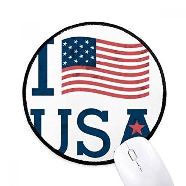 Imagem de DIYthinker I Love USA America Flag Culture Mouse Pad Desktop Office Tapete redondo para computador