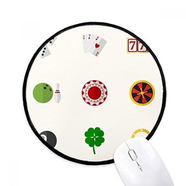 Imagem de DIYthinker Tapete de mouse com ilustração de elemento pequeno de cassino para mesa de escritório tapete redondo para computador