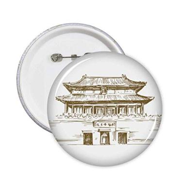 Imagem de Broche de esboço de ponto de referência da cidade de Pequim para decoração de acessórios, 5 peças